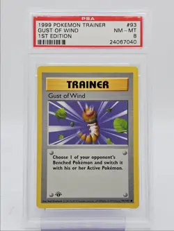 GUST OF WIND 1999 POKEMON TRAINER BASE 1ST EDITION COMMON 93/102 PSA 8 Q0004 - Image 1