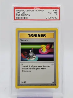 SWITCH 1999 POKEMON TRAINER BASE SET 1ST EDITION COMMON 95/102 PSA 8 Q0004 - Image 1