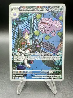 Pokemon TCG Team Rocket’s Weezing 199/182 Illustration Rare Holo Destined Rivals - Image 1