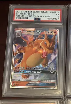 POKEMON 2019 SM Promo Hidden Fates Tins CHARIZARD GX SM211 PSA 5 RARE - Image 1