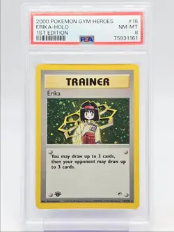 ERIKA 2000 POKEMON GYM HEROES 1ST EDITION HOLO RARE 16/132 PSA 8 Q0004 - Image 1