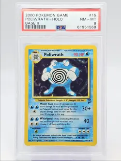 POLIWRATH 2000 POKEMON GAME BASE SET 2 HOLO RARE 15/130 PSA 8 Q0004 - Image 1