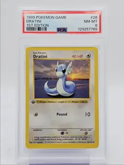 DRATINI 1999 POKEMON GAME BASE SET 1ST EDITION UNCOMMON 26/102 PSA 8 Q0004 - Image 1