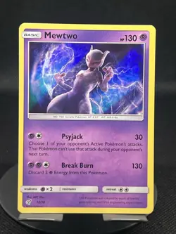 Pokemon TCG Mewtwo 12/18 Detective Pikachu Holo Rare NM - Image 1