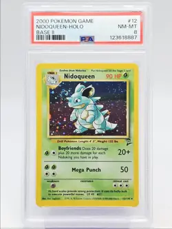 NIDOQUEEN 2000 POKEMON GAME BASE SET 2 HOLO RARE 12/130 PSA 8 Q0004 - Image 1