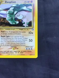 Pokemon Cards: Neo Genesis 1st Edition Rare: Donphan 21/111 - Image 4