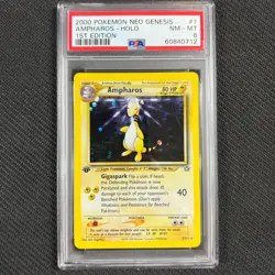 Ampharos 001/111 1st Edition Pokemon Card PSA 8 English Holo Rare Neo Genesis - Image 1