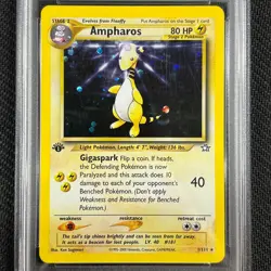 Ampharos 001/111 1st Edition Pokemon Card PSA 8 English Holo Rare Neo Genesis - Image 4