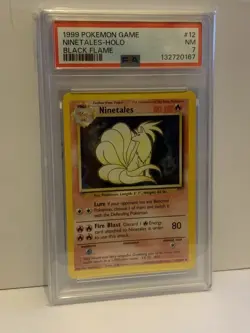 1999 POKEMON BASE SET BLACK FLAME ERROR HOLO #12 NINETALES PSA 7 NEAR MINT CARD - Image 1