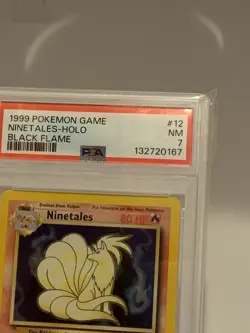 1999 POKEMON BASE SET BLACK FLAME ERROR HOLO #12 NINETALES PSA 7 NEAR MINT CARD - Image 2