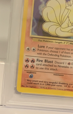 1999 POKEMON BASE SET BLACK FLAME ERROR HOLO #12 NINETALES PSA 7 NEAR MINT CARD - Image 4