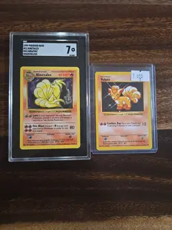 1999 Pokemon Base Set Ninetales Shadowless Holo 12/102 SGC 7, Vulpix Dot Error - Image 1