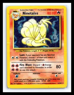 💥 Ninetales Holo Base Set 12/102 Pokemon TCG Unlimited Rare 1999 Vintage Card - Image 1