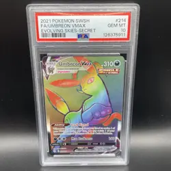 PSA 10 Pokemon Umbreon VMAX 214/203 Evolving Skies Rainbow Secret Rare Holo - Image 1