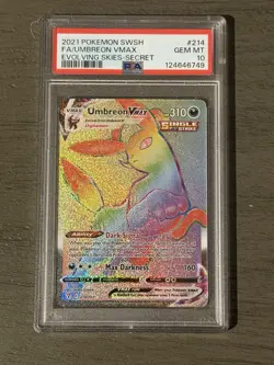 PSA 10 Pokemon Umbreon VMAX 214/203 Evolving Skies Rainbow Secret Rare Holo - Image 1