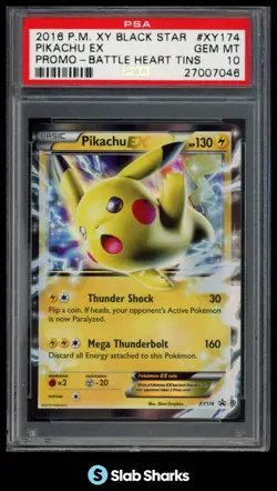 2016 POKEMON XY BLACK STAR PROMOS #XY174 PIKACHU EX BATTLE HEART TINS PSA 10 - Image 1