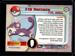 1999 Topps Pokemon TV Animation Edition Series 1 Rattata Black Logo #19 - Image 2