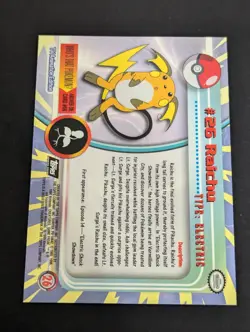 1999 Pokemon Topps TV Series 1 - Raichu #26 Black Logo Rare Mint - Image 2