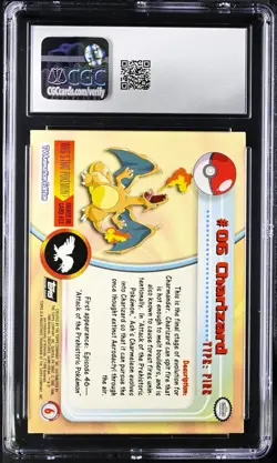 1999 CGC 8 Series 1 CHARIZARD Second Print Silver Foil TOPPS #6 Pokemon - Image 2