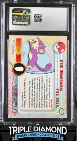 1999 Pokemon Topps Series 1 #19 Rattata First Print Rainbow Foil CGC 9 L903 - Image 2