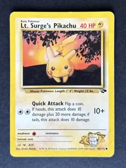Pokemon Lt. Surge's Pikachu Gym Challenge Common Card 84/132 MP - Image 1