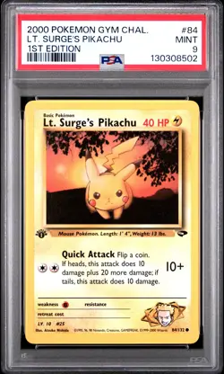 2000 POKEMON GYM CHALLENGE 1ST EDITION #84 LT. SURGE'S PIKACHU PSA 9 - Image 1