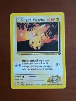 Pokemon Card LT. SURGE'S PIKACHU 84/132 Gym Challenge ENGLISH TCG EXCELLENT - Image 1