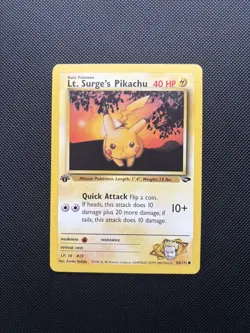 Pokemon Card 1st Edition Gym Challenge Lt. Surge's Pikachu 84/132 WOTC - Image 1
