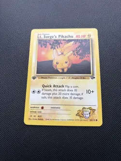 Pokemon Card 1st Edition Gym Challenge Lt. Surge's Pikachu 84/132 WOTC - Image 3