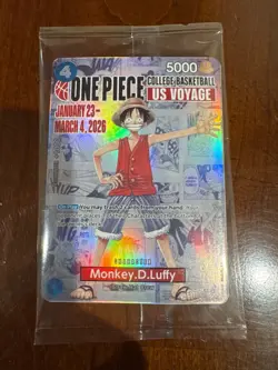 Bandai One Piece Monkey D Luffy Promo Card College Basketball US Voyage P055 NEW - Image 1