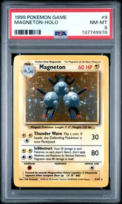 1999 POKEMON BASE SET UNLIMITED #9 MAGNETON-HOLO PSA 8 - Image 1