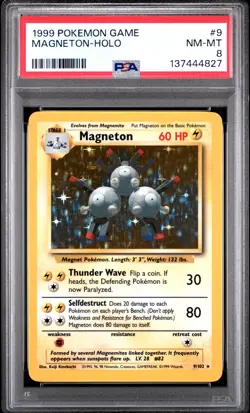 1999 POKEMON BASE SET UNLIMITED #9 MAGNETON-HOLO PSA 8 - Image 1