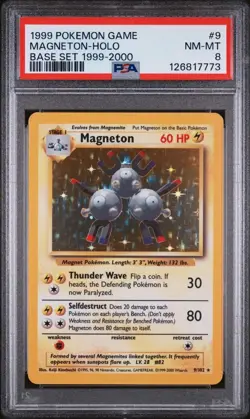 PSA 8 Magneton 9/102 Base Set Holo Pokemon Card 1999-2000 4th Print - Image 1
