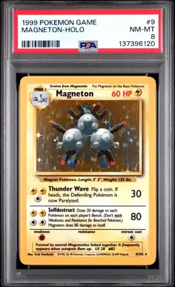 1999 POKEMON BASE SET UNLIMITED #9 MAGNETON-HOLO PSA 8 - Image 1