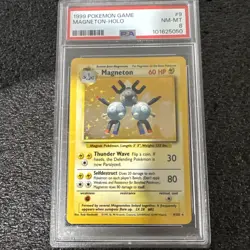 1999 POKEMON BASE SET UNLIMITED #9 MAGNETON-HOLO PSA 8 - Image 1