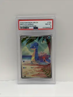 2025 POKEMON DRI EN-DESTINED RIVALS ILLUSTRATION RARE #194 MISTY'S LAPRAS PSA 8 - Image 1
