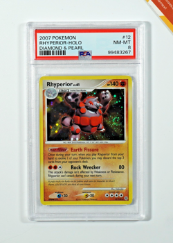 Pokemon PSA 8 Rhyperior #12 Holo Diamond & Pearl 2007 English - Image 1