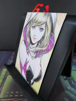 Gwen Stacy Marvel Rare Glitter Art Card Collectible Comic Character NM Spiderman - Image 2