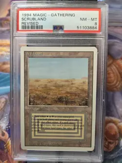PSA 8 Scrubland Dual Land - Revised - 1994 Magic the Gathering Trading Card MTG - Image 1