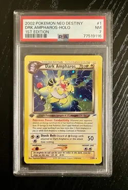 1st Edition Dark Ampharos Holo 1/105 - Neo Destiny - PSA 7 NM Pokemon Card SWIRL - Image 1