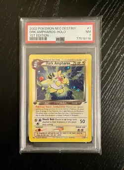 1st Edition Dark Ampharos Holo 1/105 - Neo Destiny - PSA 7 NM Pokemon Card SWIRL - Image 4