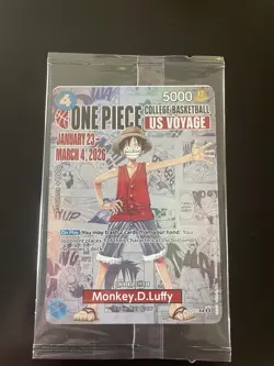 One Piece Monkey D. Luffy US Voyage College Basketball Promo Card Sealed - Image 1