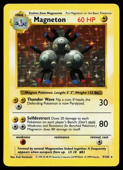 Magneton 9/102 Holo Rare Base Set (Shadowless) Pokemon Card - Image 1