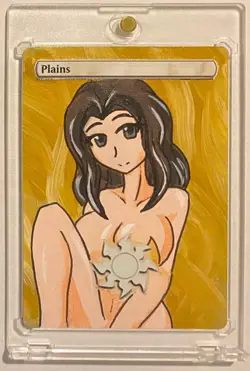 PLAINS - BASIC LAND (ANIME GIRL) MTG ELSPETH Hand Painted Altered Extended Art - Image 1