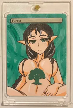 FOREST - BASIC LAND (ANIME) MTG VIVIEN REID Hand Painted Altered Extended Art - Image 1