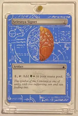 SELESNYA SIGNET (RAV) MTG Magic BLUEPRINT Hand Painted Altered Extended Art - Image 1