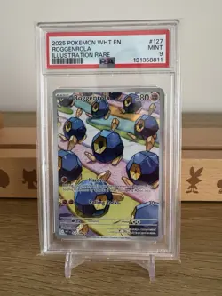 PSA 9 Roggenrola Illustration Rare 127/086 White Flare 2025 Pokemon TCG - Image 1