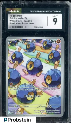 2025 Pokemon White Flare Illustration Rare #127/086 Roggenrola Holo CGC 9 MINT - Image 1