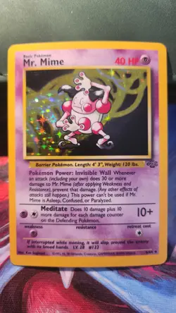 Mr. Mime 6/64 Pokemon TCG Jungle Unlimited 1999 Holo Rare Vintage LP - Image 1