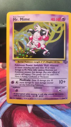 Mr. Mime 6/64 Pokemon TCG Jungle Unlimited 1999 Holo Rare Vintage LP - Image 3
